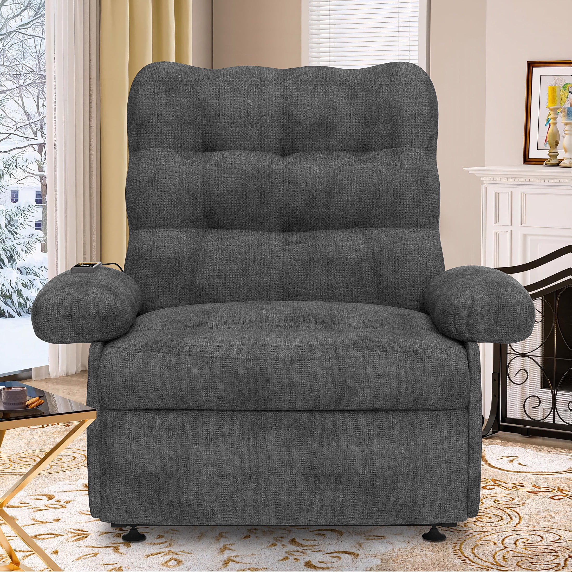 Power Lift Recliner Chair Lift Chair, HSUNNS Recliners for Elderly and Adults with Remote and Side Pockets, Heavy Duty Reclining Mechanism Reclining Sofa Chair for Living Room, Gray