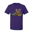 thumbnail image 3 of First We Still Your Heart Then Your Bed | Funny Neon Colorful Cat | Dean Russo Art Animal Lover Men's T-Shirt, Purple, Large, 3 of 6