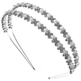 thumbnail image 3 of Miallo Elegant Double Layer Rhinestone Headband, Minimalist Silver Crystal Hair Accessory for Wedding Bridesmaid and Party, 3 of 7