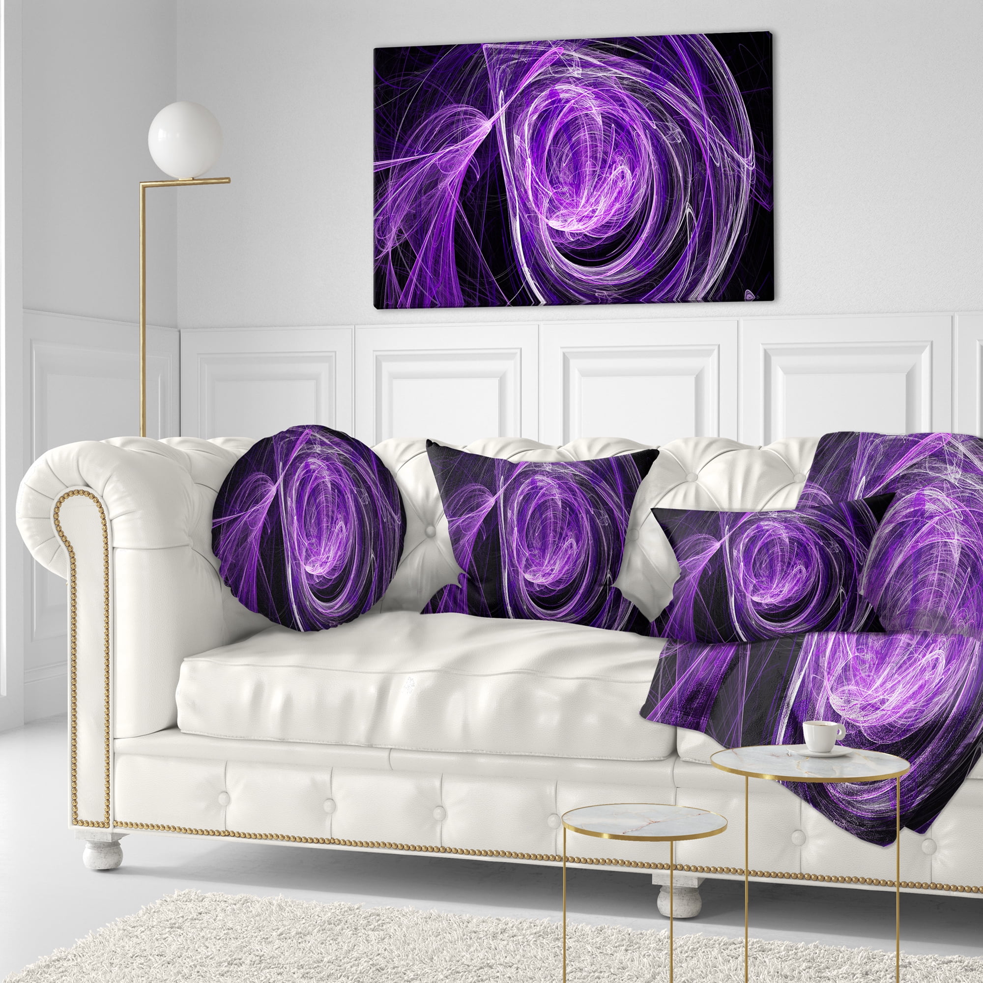 Designart Purple Ball of Yarn - Abstract Throw Pillow - 12x20