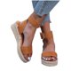 thumbnail image 4 of Sandalias de mujer con hebilla de Metal tejido de paja de suela gruesa de tacón inclinado de verano para mujer Wmkox8yii nm8619, 4 of 9