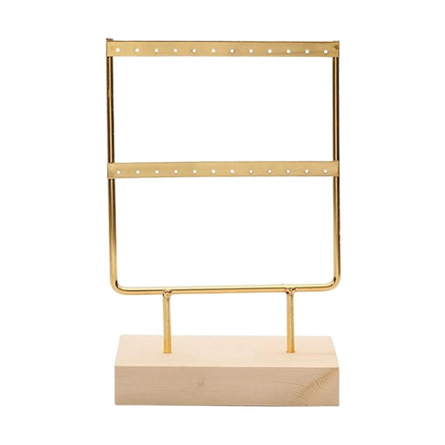 lionlar Earring Stand Wooden Base Gift Large with Holes Hanging Earrings Display Storage 2 Layer