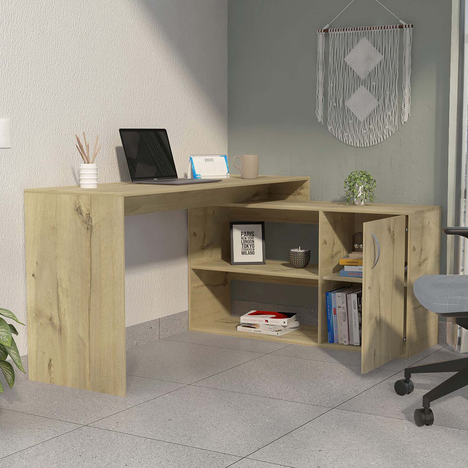 Artiss Computer Desk Office Corner Study Table Workstation Bookcase