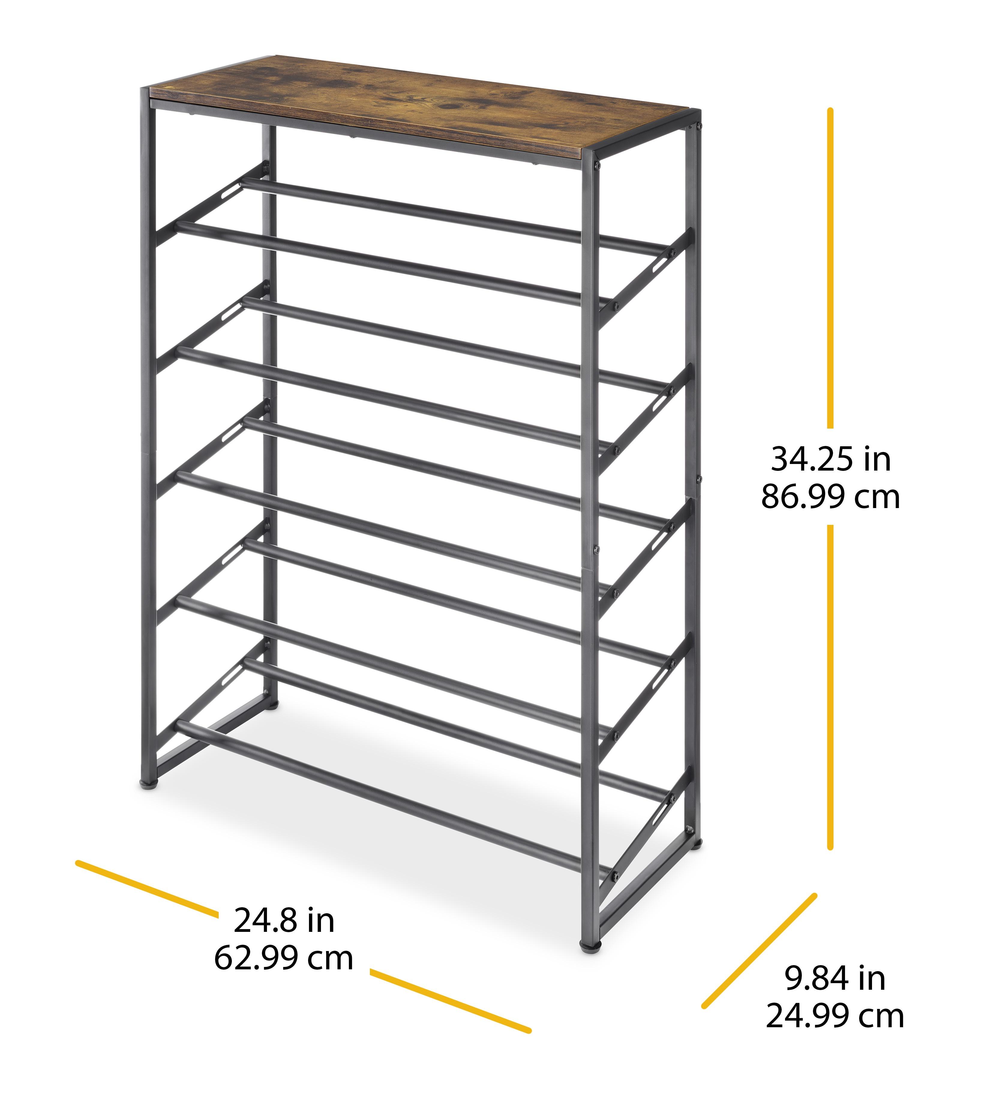 Whitmor Modern Industrial 5-Tier Adjustable Shoe Rack