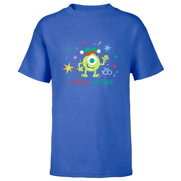 Disney 100 and Pixar Monsters, Inc. Merry & Bright Christmas - Short Sleeve T-Shirt for Kids - Customized-Royal