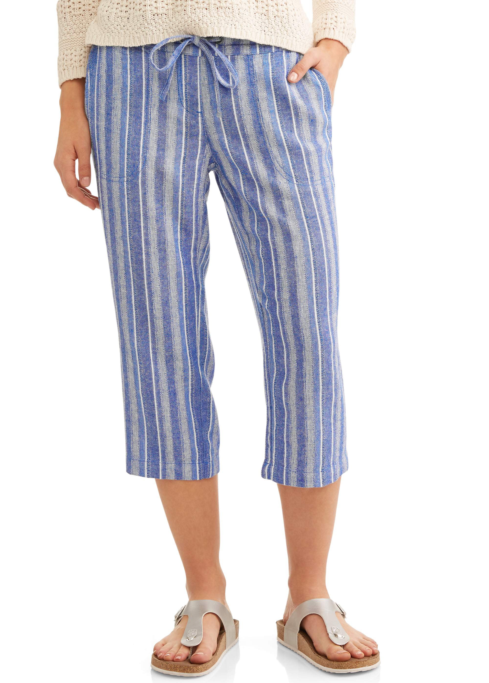 ONLINE - Women's Linen Blend Capri Pants - Walmart.com - Walmart.com
