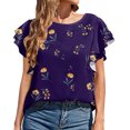 thumbnail image 1 of Blouse d'Été Grande Taille à Manches Courtes pour Femmes Mode Décontractée Col Rond à Volants Manches Courtes Imprimée Pull Col en V T-Shirt Femmes en Solde, 1 of 6