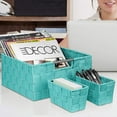 thumbnail image 5 of Sorbus Storage Box Woven Basket Bin Container Tote Cube Organizer Set Stackable Storage Basket Woven Strap Shelf Organizer Built-in Carry Handles (7 Piece - Aqua), 5 of 7