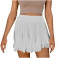 thumbnail image 2 of Qulqfy Pleated Women's Trendy White Ruffle Tummy Control Flowy Solid Skorts Women Trouser S, 2 of 8