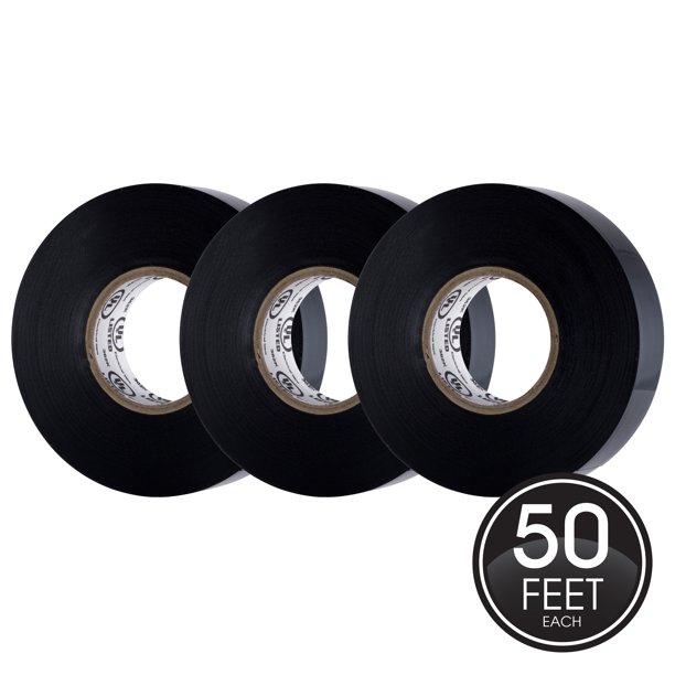 PowerGear Electrical Tape, 3 Pack, 50 Ft Long Roll, 3/4 Inch Wide