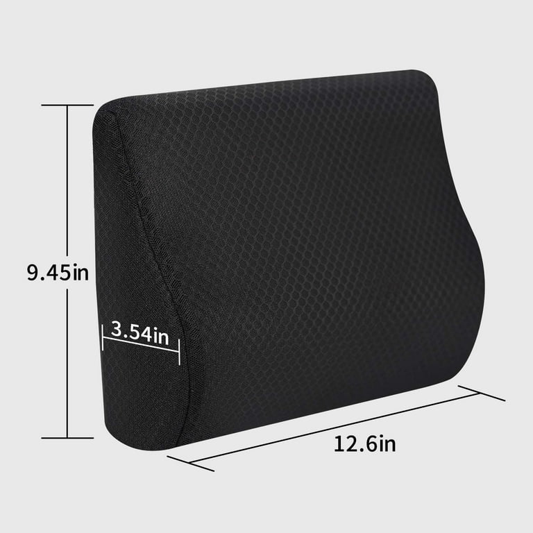 OriginalSourcing Comfort Lumbar Support Pillow for Office Chair Car Pure  Memory Foam Back Cushion for Unisex Black