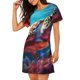 thumbnail image 2 of Balery Colorful Ocean Sea Turtle Camisón de manga corta con cuello redondo para mujer, cómodo y elegante., 2 of 6