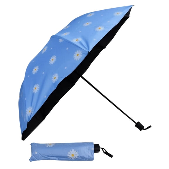 Blue Folding Umbrella Cartoon UV Protection Parasol Portable Dual Use Sun Rain Travel Umbrella