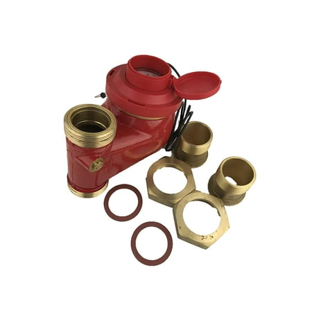 DAE V-200RP 2" Vertical Hot Water Meter, Pulse Output + Couplings, Gallons