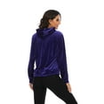 thumbnail image 5 of FANNYC Women's Loose Casual Velour Tracksuit Hoodie Sweatshirt Sweater Running Activewear Long Sleeve Jogging Sports Jacket Coat Top,Black/Blue/ Red/Purple, 5 of 6