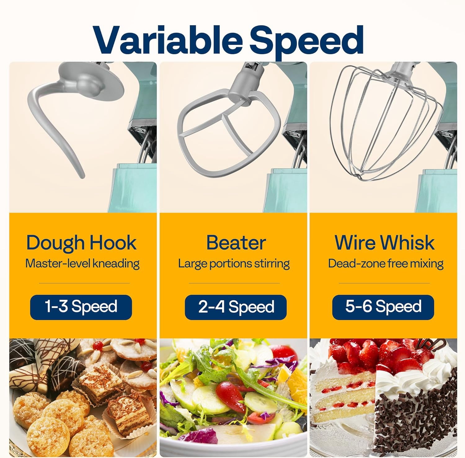 SPECSTAR 9 in 1 Multifunctional Stand Mixer with Fermentation, 6 Speed 7.5 Quart Kitchen Electric Food Mixer with Timer, Meat Grinder, Juice Blender, Vegetable Slicer, Pasta and Cookie Maker, Blue