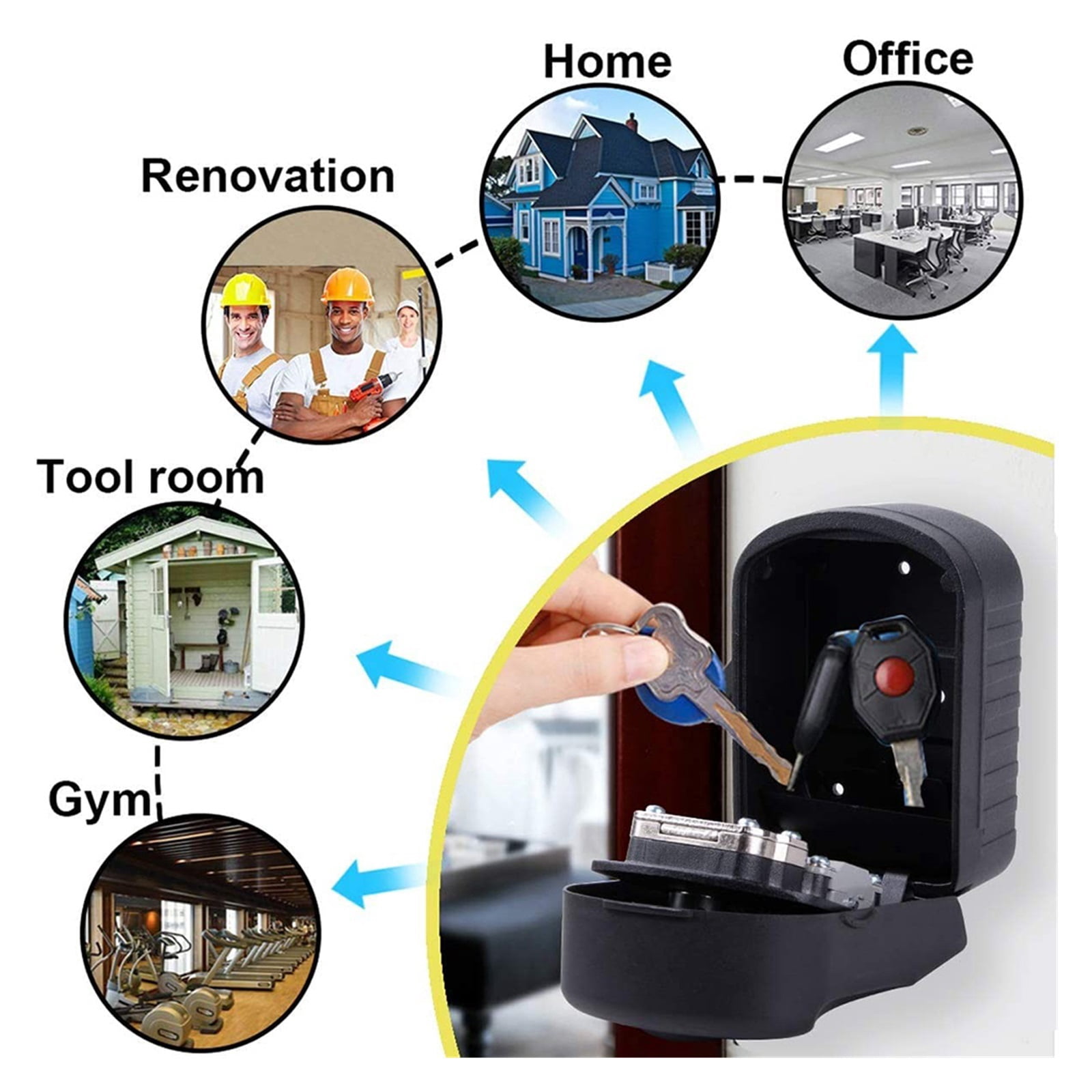 Key Lock Box with 4 Digit Combination Spare Key Sturdy Key Safe Box ,House, Apartment, Office Key Storage