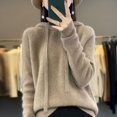 thumbnail image 1 of Suéter de cachemira, suéter de punto con capucha para mujer, suéter de moda coreana, sudadera con capucha holgada que combina con todo, 1 of 6