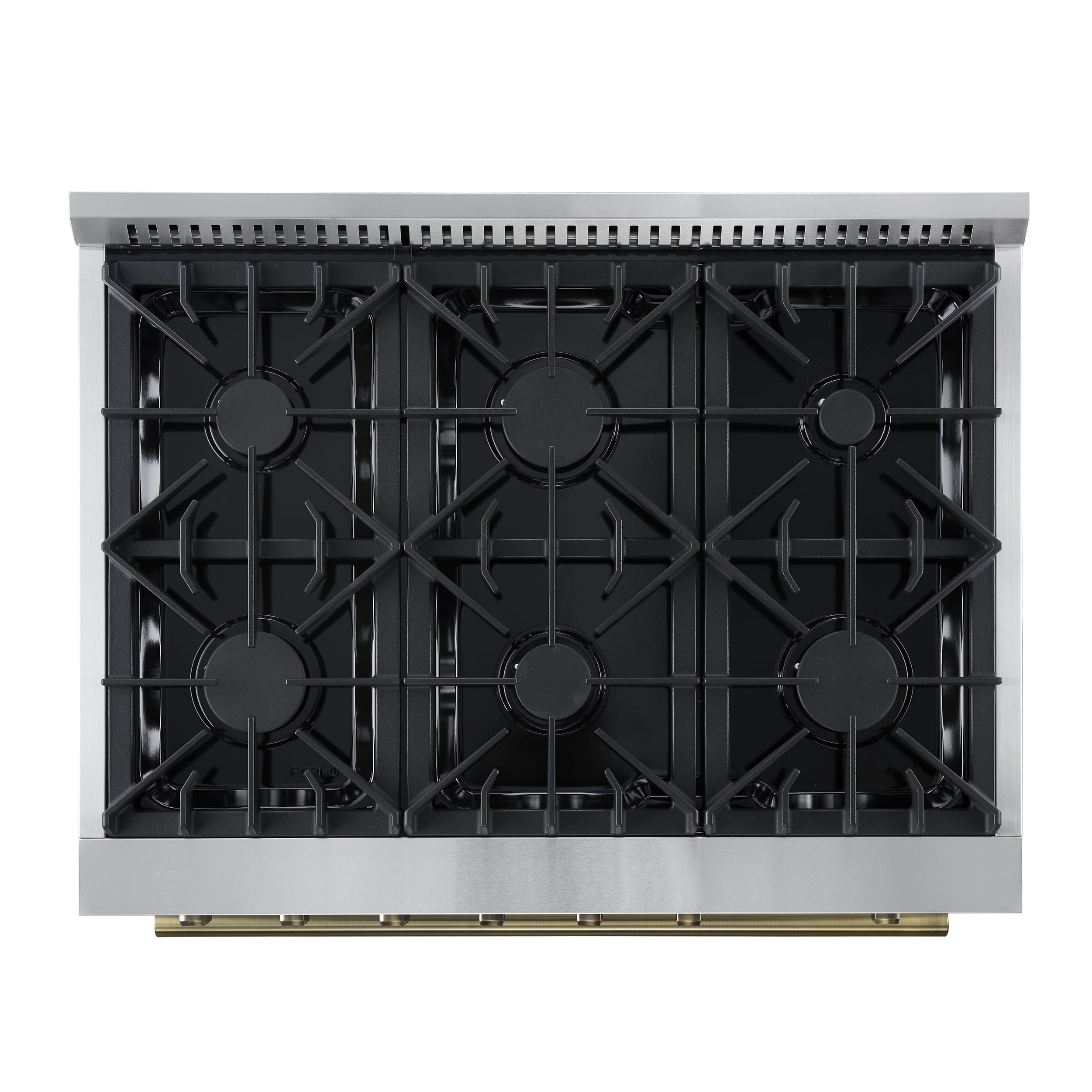Marco 36-Inch Gas Range Black & Antique Brass Design, 6 Burners 67,000 BTU, 5.36 cu.ft. Convection Oven