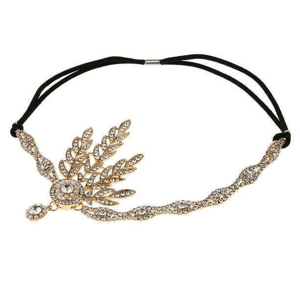 Diadema Flapper Zulema de los años 20 con pedrería oro