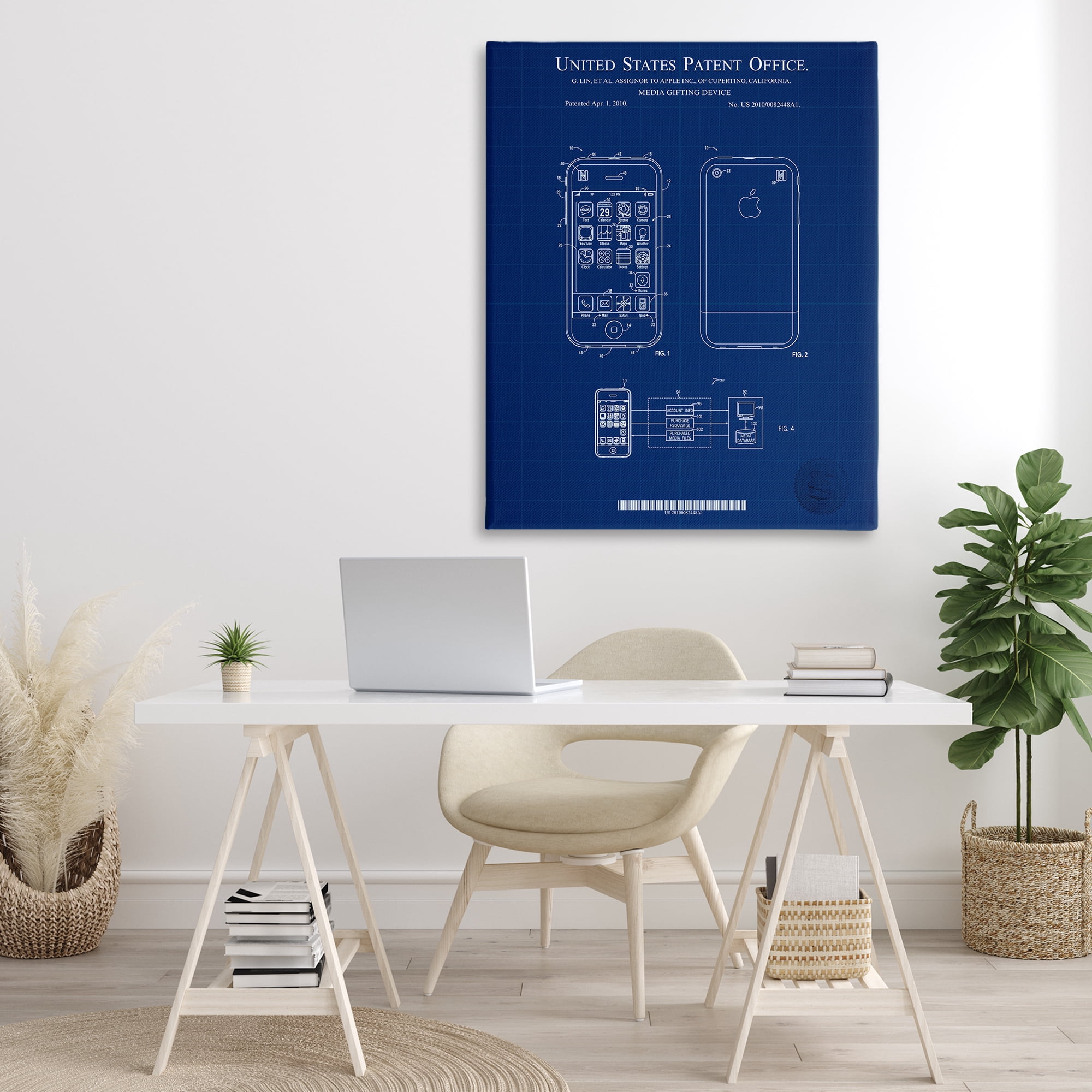 Stupell Industries Cell Phone Blueprint Typography Painting Gallery Wrapped Canvas Art Print Wall Art, 36 x 48