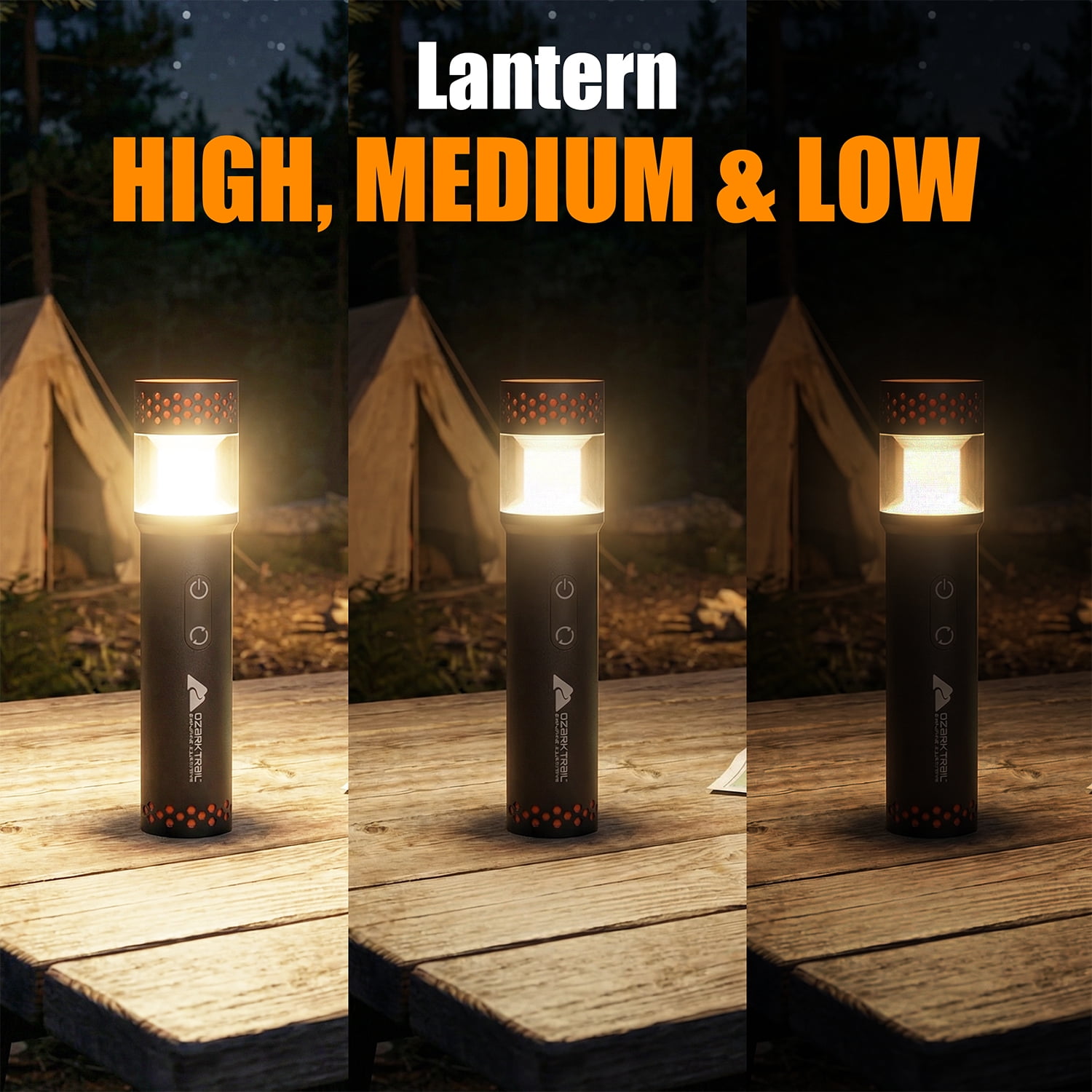 Ozark Trail Rechargeable LED Pocket Flashlight and Lantern, 1000 lm, IPX5 Water-Resistant, Black & Orange