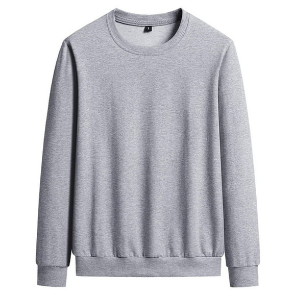Zylanna Men's Long Sleeve T-Shirts, Homewear Crew Neck Solid Color Loose Casual Tops for Men Gray