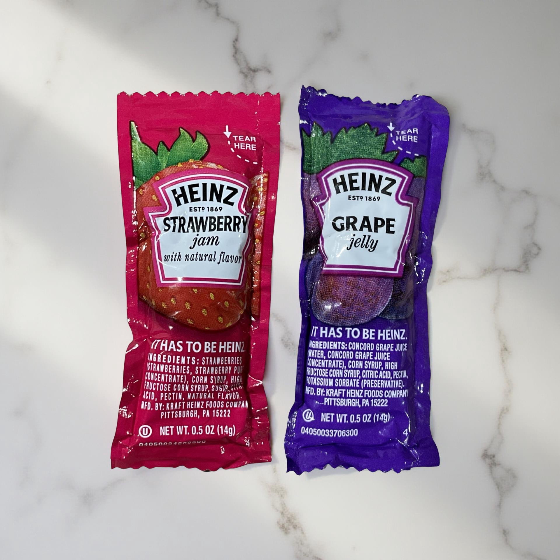 Grape Jelly & Strawberry Jam Single Serve Packets Combo | 50 Pack