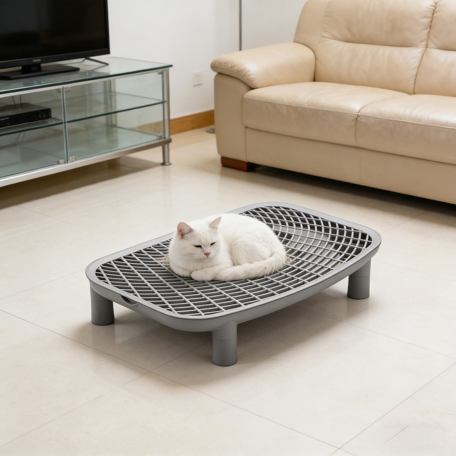 Cat Litter Box Step Mat 18.1"x11.8"x3.5", Double Layer Litter Catcher & Trapper, Waterproof Non- Easy Clean Mat for Large Litter Boxes, Pedal Step for Dorm Living Room Home