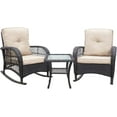 thumbnail image 5 of ATR 3-Piece Outdoor Patio Wicker Rocking Chairs Set,Rattan Rocker Chair Sets with Side Table for Porch,Khaki, 5 of 10