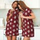 thumbnail image 4 of Easygdp Snowflake red plaid Camisón de manga corta para mujer, informal, estampado, 4 of 6