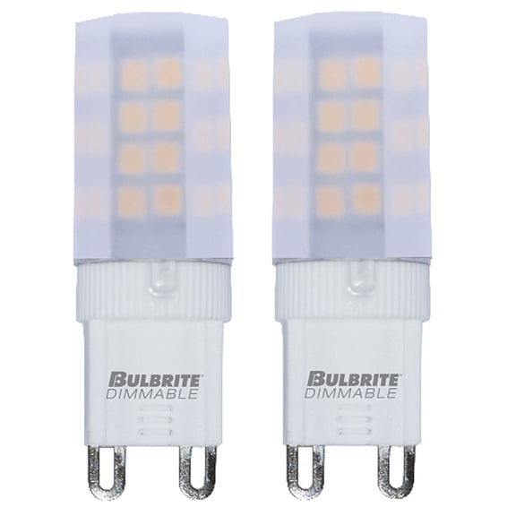 Bulbrite Pack of (2) 4.5 Watt Dimmable Frost Mini T4 Bi-Pin (G9) LED Bulb - 340 Lumens, 2700K, and 80 CRI