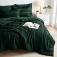 thumbnail image 3 of DHOLE Queen Size 7-Piece Bed in a Bag Comforter Set – Boho Tufted Shabby Chic Bedding, Ultra Soft Microfiber All-Season Vintage Farmhouse Duvet Cover Set with Pillow Shams - Green, 3 of 12