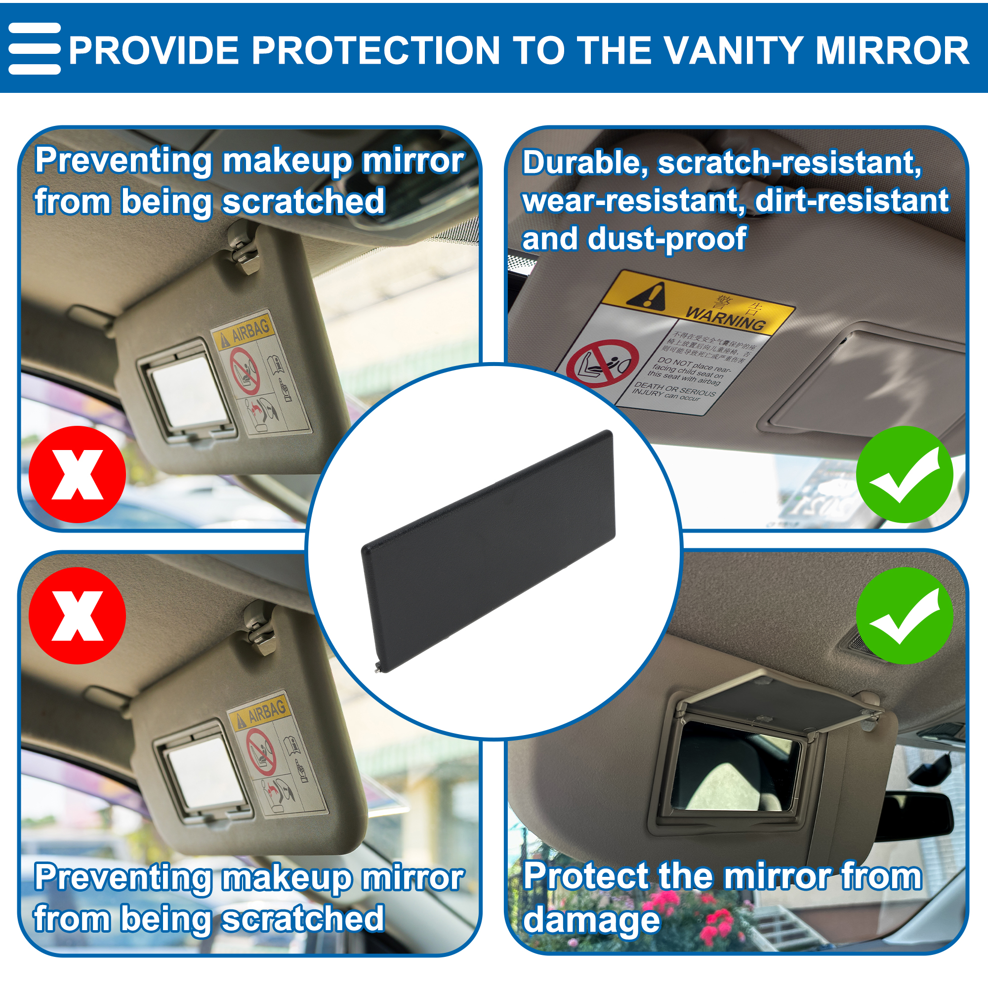 Unique Bargains Sun Visor Mirror Cover for Buick Envision Regal Lacrosse Excelle Black