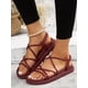 thumbnail image 1 of Women Anti Slip Criss Cross Flat Sandals, Elegant Black PVC Slingback Sandals, 1 of 4