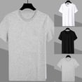 thumbnail image 3 of Fashion Men Round Neck Solid Short Sleeve Shirts Casual Slim Fit T Shirt Tee Top, 3 of 7