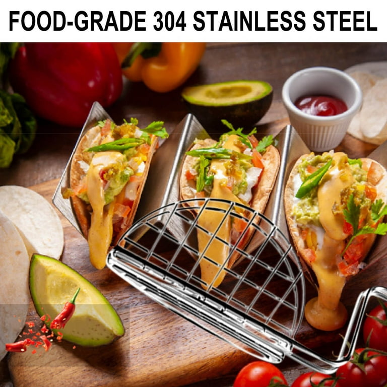 Taco Racks, Stainless Steel Taco Shell Holder Stand, Tortilla Holder, Taco  Tray Plates For Taco Bar Gifts Accessories, Oven Safe For Baking,  Dishwasher And Grill Safe, Kitchen Gadgets, Kitchen Accessories - Temu