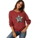 thumbnail image 1 of INSPIRE CHIC Sudadera de manga larga con cuello redondo y lentejuelas brillantes para mujer borgo?a S, 1 of 6