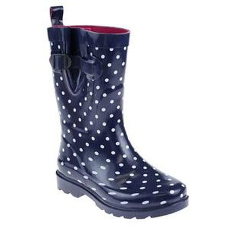 

Shiny Printed Stray Dots Rubber Mid Calf Women Rain Boot