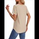 thumbnail image 5 of Camisetas de Mujer con Cuello en V, Corta, Informales, Holgadas, Básicas, con Dobladillo Curvo. Albaricoque XXL, 5 of 7