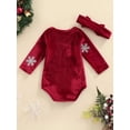 thumbnail image 4 of FAROOT Christmas Sparkly Letter  Snowflake Pattern Playsuit + Headband, 4 of 8
