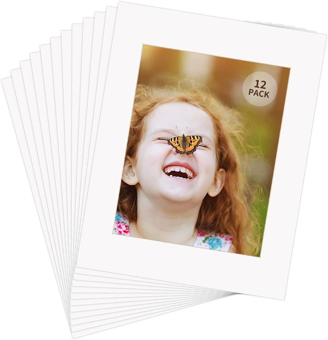 11x14 White Picture Mats Set of 12,with Core Bevel Cut Frame Mattes for