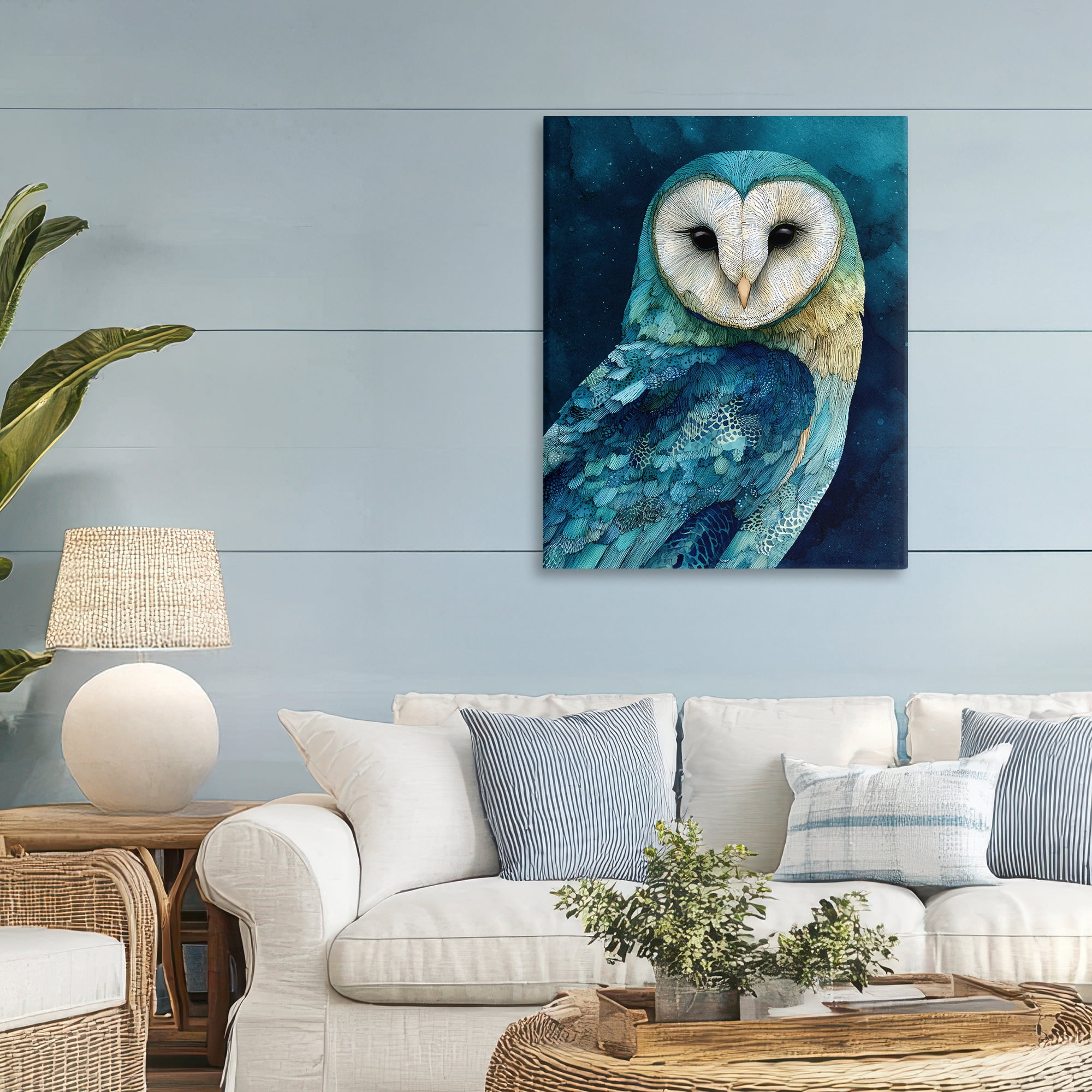 Stupell Industries Cerulean Blue Owl Canvas Wall Art, design by Franklyn Gregory