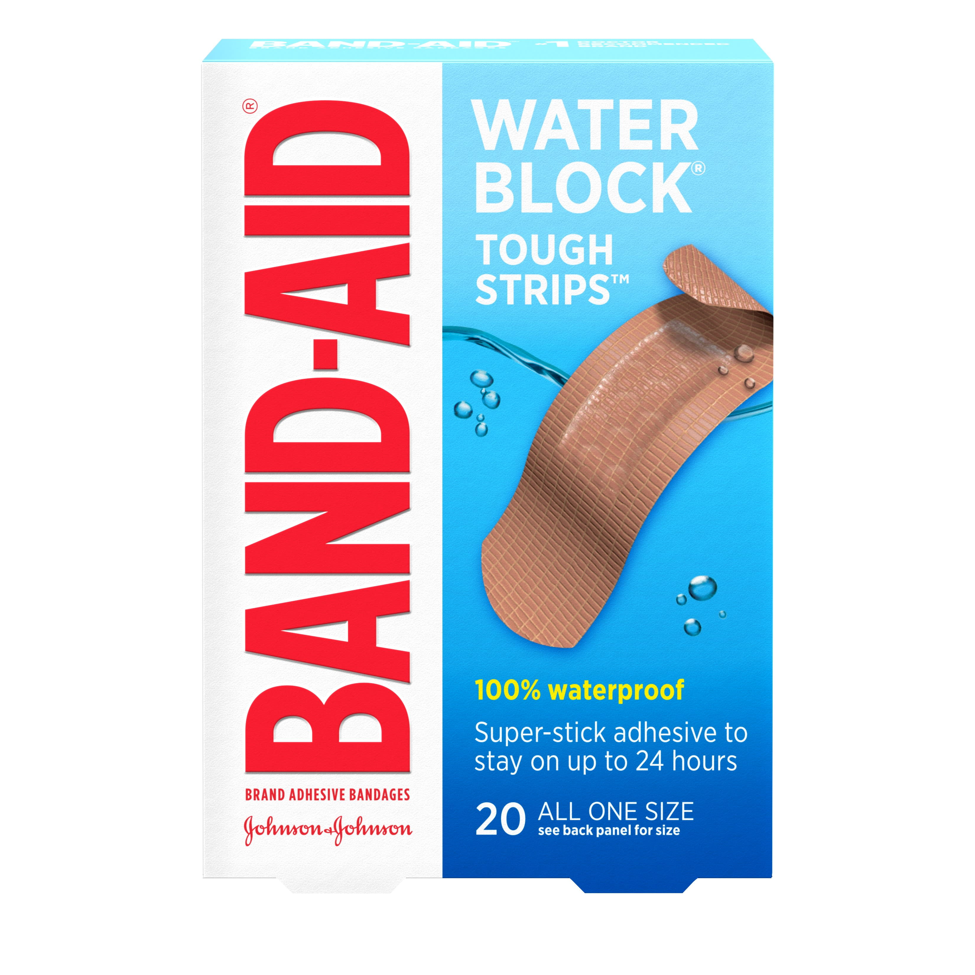 Band-Aid Brand Water Block Tough Sterile Bandages, One Size, 20 ct