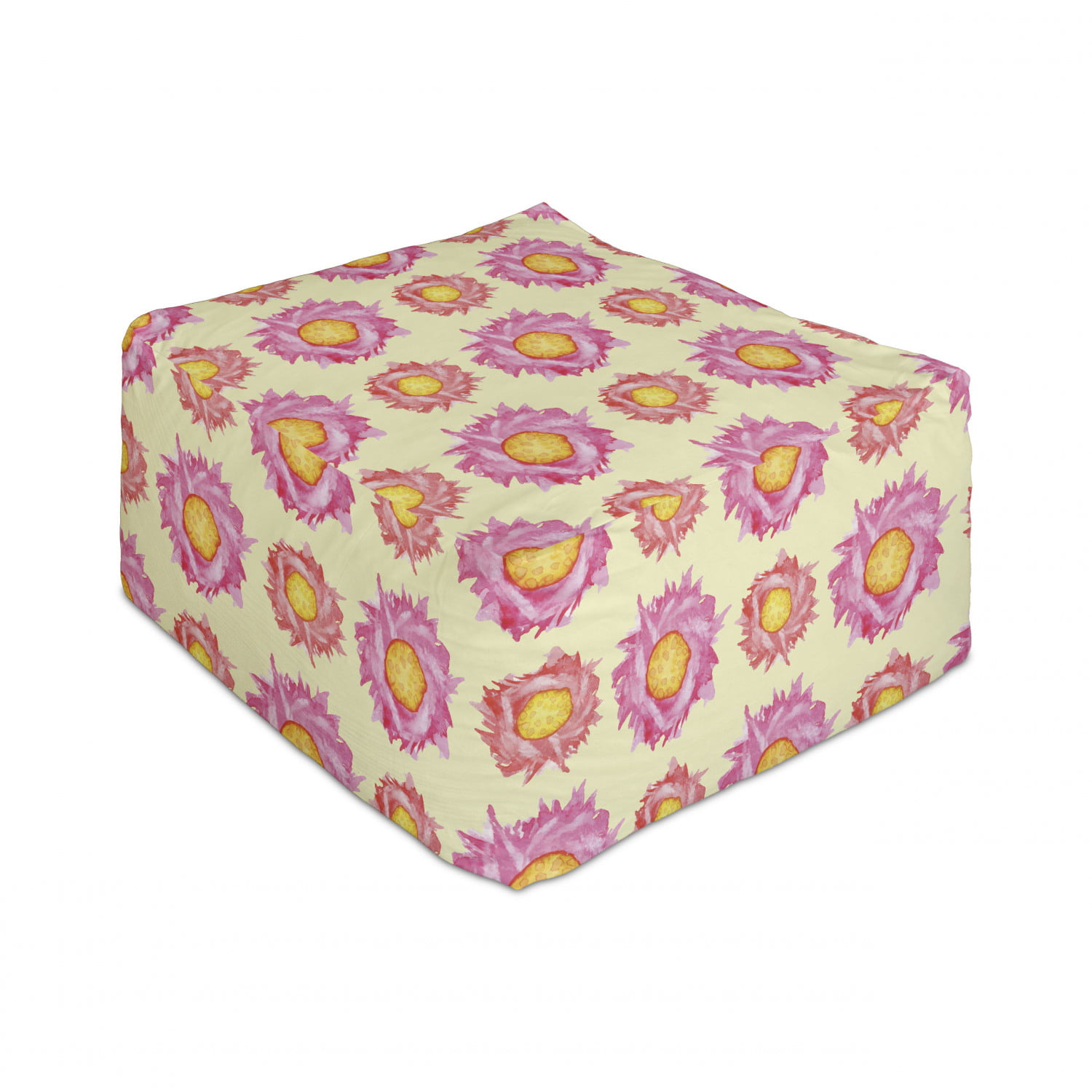 25 Dried Rose Pale Rose Ambesonne Rose Flowers Rectangle Pouf Pastel Tone Romantic Flowers Petals Motif Blossoming Nature Print Under Desk Foot Stool for Living Room Office Ottoman with Cover 