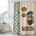 thumbnail image 4 of Brown Teal Retro Coffee Bathroom Shower Curtains with 12 Hooks Polyester Waterproof Shower Curtain for Stalls and Bathtubs Watercolor Vintage Farmhouse Art Decorative Bathroom Privacy Curtain 54"x78", 4 of 9