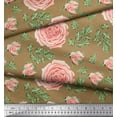 thumbnail image 3 of Soimoi Brown polyester Crepe Fabric Rose Leaves Printed Craft Fabric by the Yard 52 Inch Wide, 3 of 3