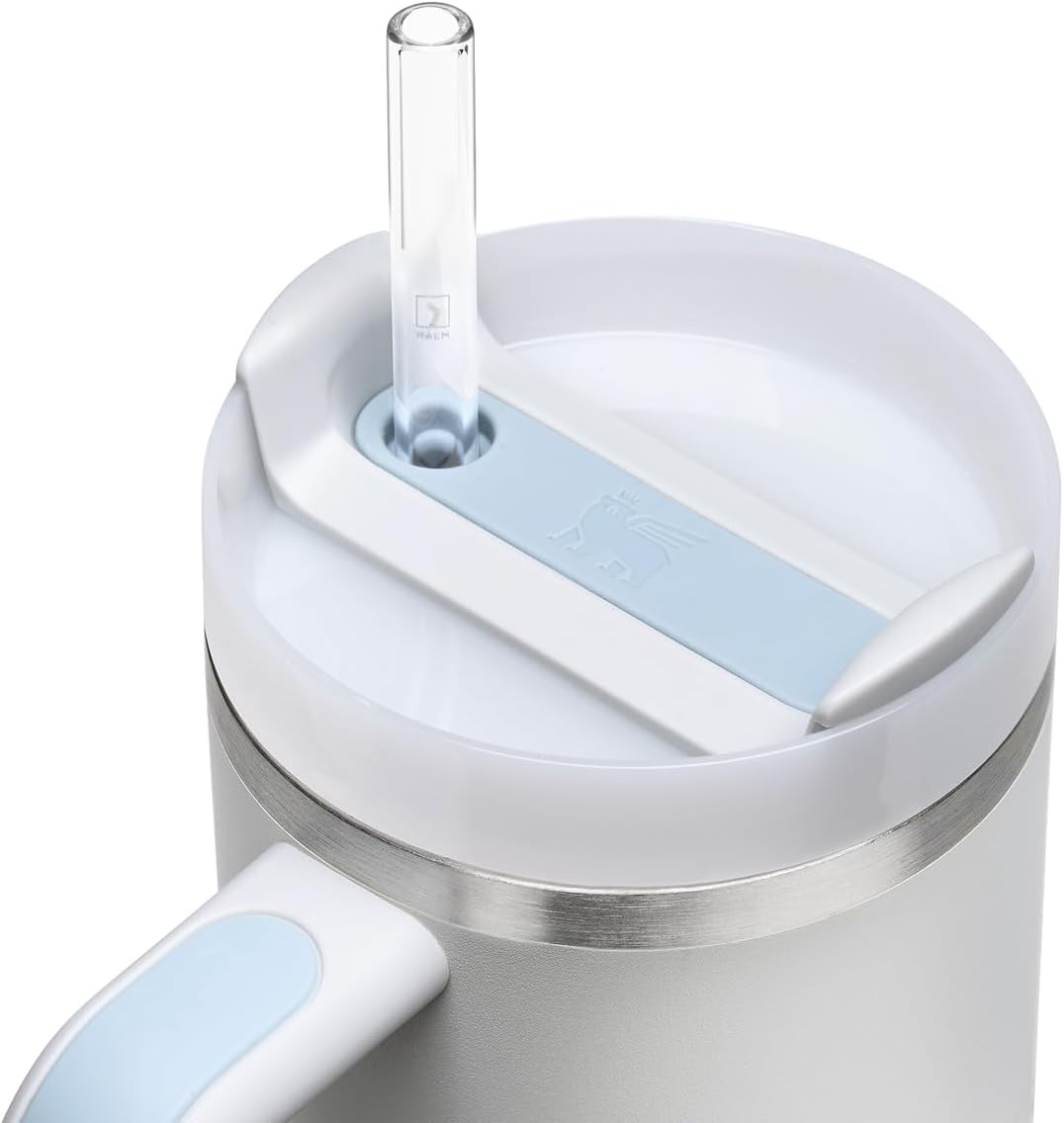 Halm Glass Straws - 6x 11 inch Long Replacement for Stanley Cup 30 OZ Bottles + Plastic Free Cleaning Brush - Dishwasher Safe - Sustainable, Water Bottles