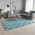 thumbnail image 2 of HomeRoots 672724 9 x 12 ft. Teal & Ivory Abstract Geometric Transitional Washable Machine Made Rectangle Area Rug with UV Protection, 2 of 9
