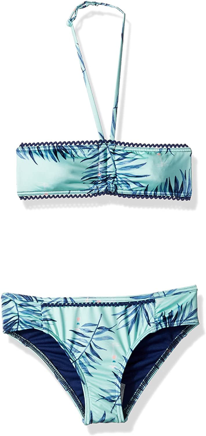  Roxy Swimwear  Girls Swimwear  Aqua Navy Floral Bandeau 